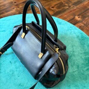 J. Mendel Paris Black Leather Handbag Top Handles and Strap